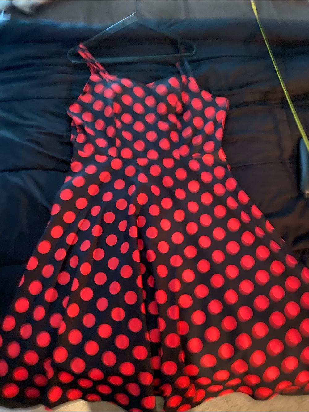 Woman’s Black pin up swinger Dress black with Red Polka Dots  Dress